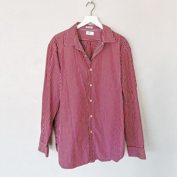 J. Crew Red and White Striped Button Down Shirt Extra Large (17-17 1/2) - Picture 1 of 4